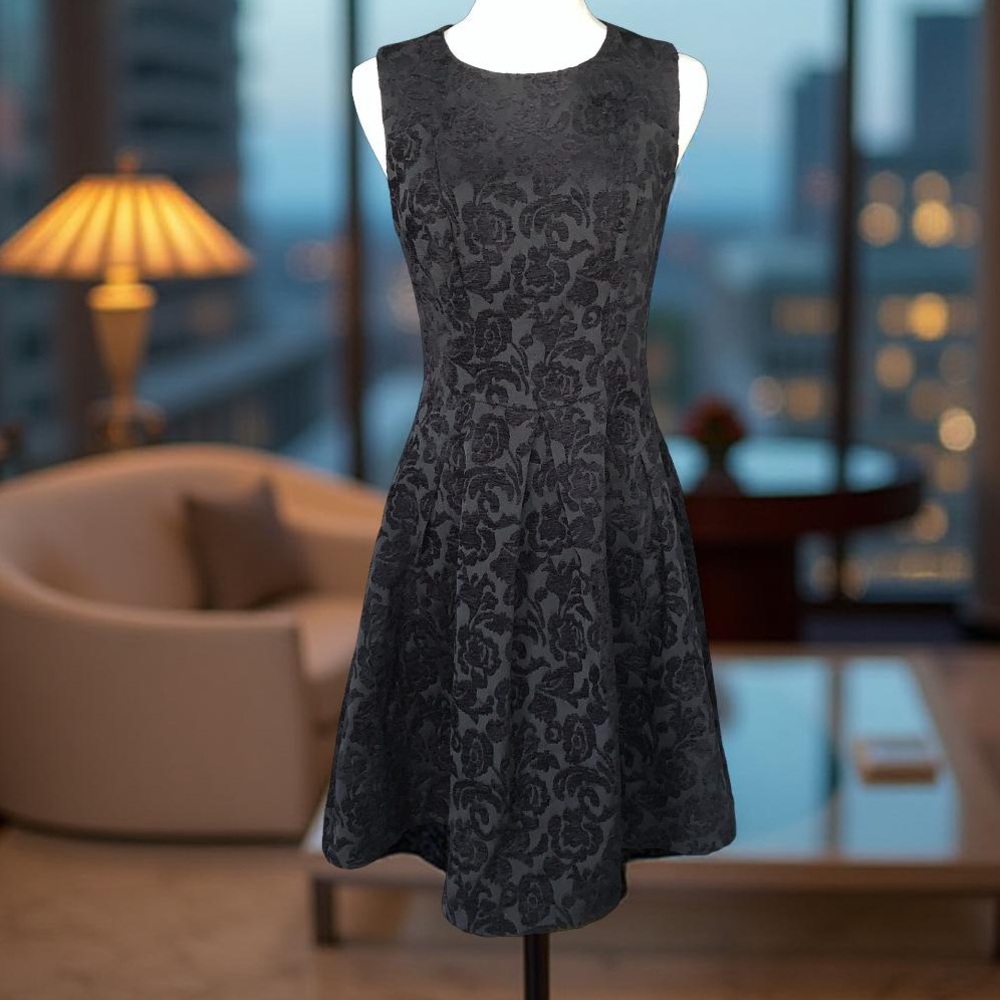 CUE Elegant Black Floral Dress 4